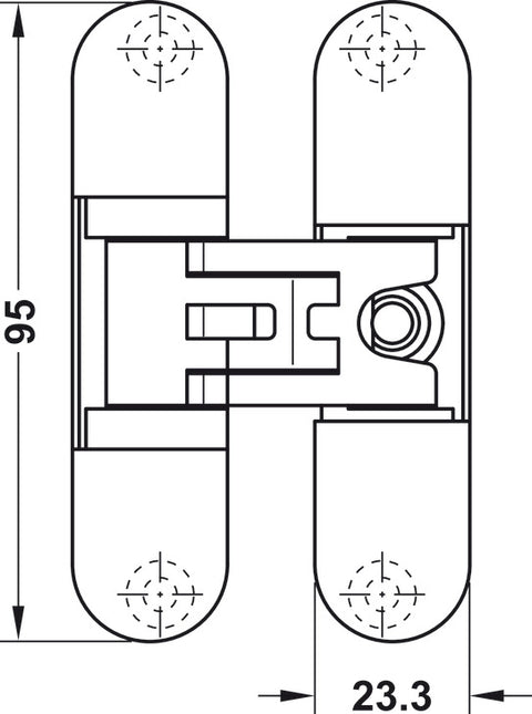 6 dobradiças de porta, Startec H2, montagem oculta, para portas internas embutidas de até 45/60 kg 