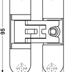 Tamanho 3D ajustável 95 mm injeção zinco fosco niquelado