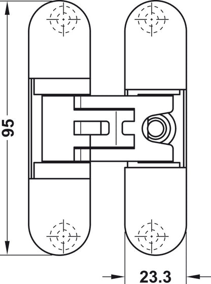 6 uds bisagras de puerta, Startec H2, montaje oculto, para puertas de interior sin galce hasta 45/60 kg