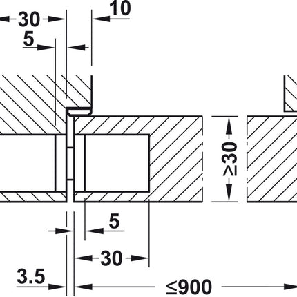 6 dobradiças de porta, Startec H2, montagem oculta, para portas internas embutidas de até 45/60 kg 