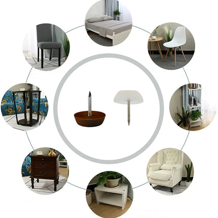 1000 Protectores de Suelo para sillas y Muebles Deslizante antiruido antiarañazo fijación Permanente pua Blanco y marrón