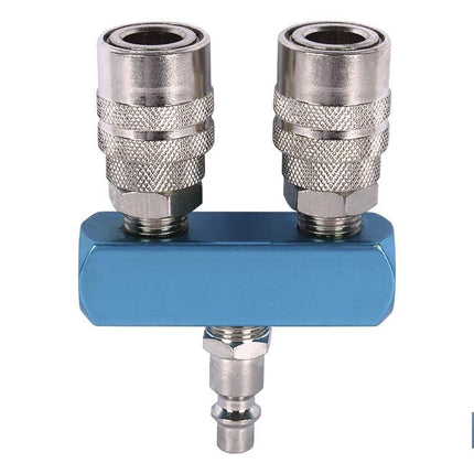 Enchufe rápido con 2 salidas | Distribuidor conector neumático con 2 salidas para instalaciones neumáticas