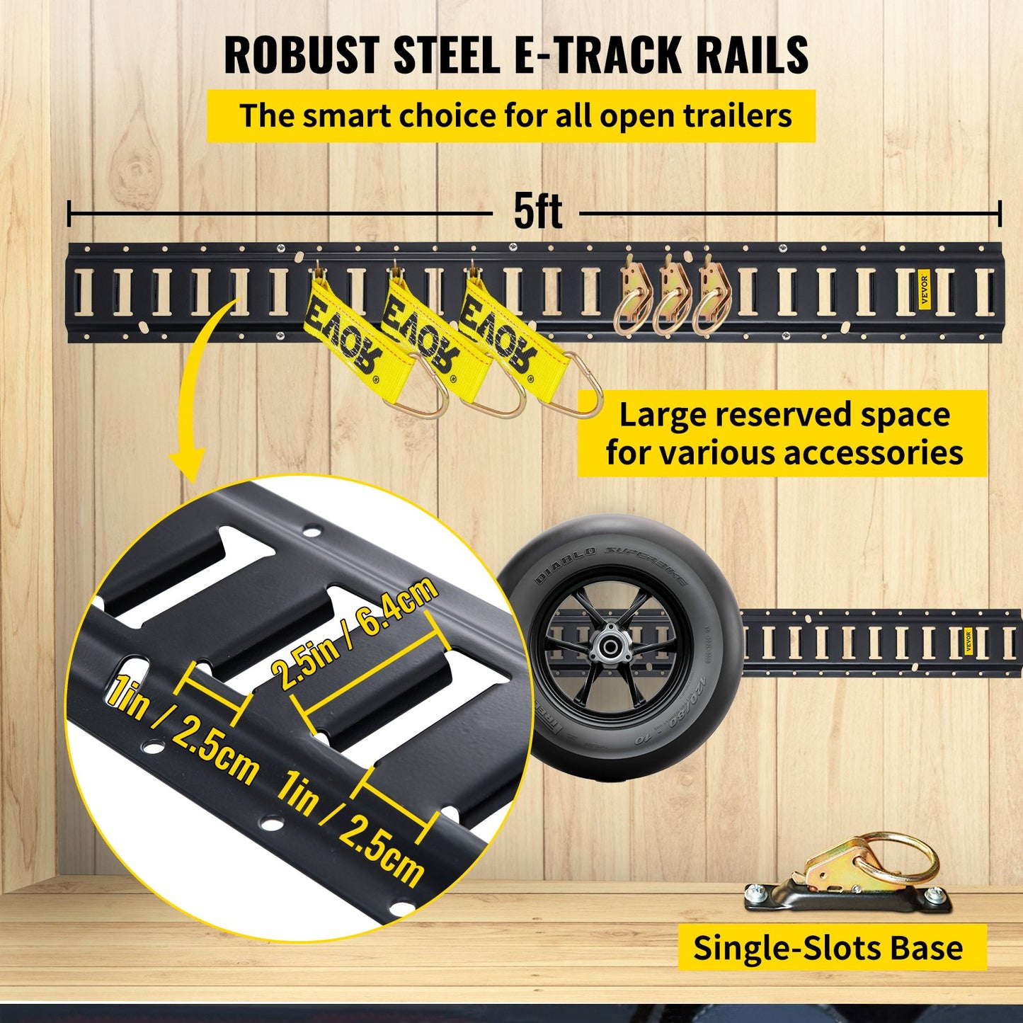 Kit de rieles de agarre universal E-track de 1,52m para carga en camionetas remolques