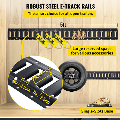 Kit de rieles de agarre universal E-track de 1,52m para carga en camionetas remolques