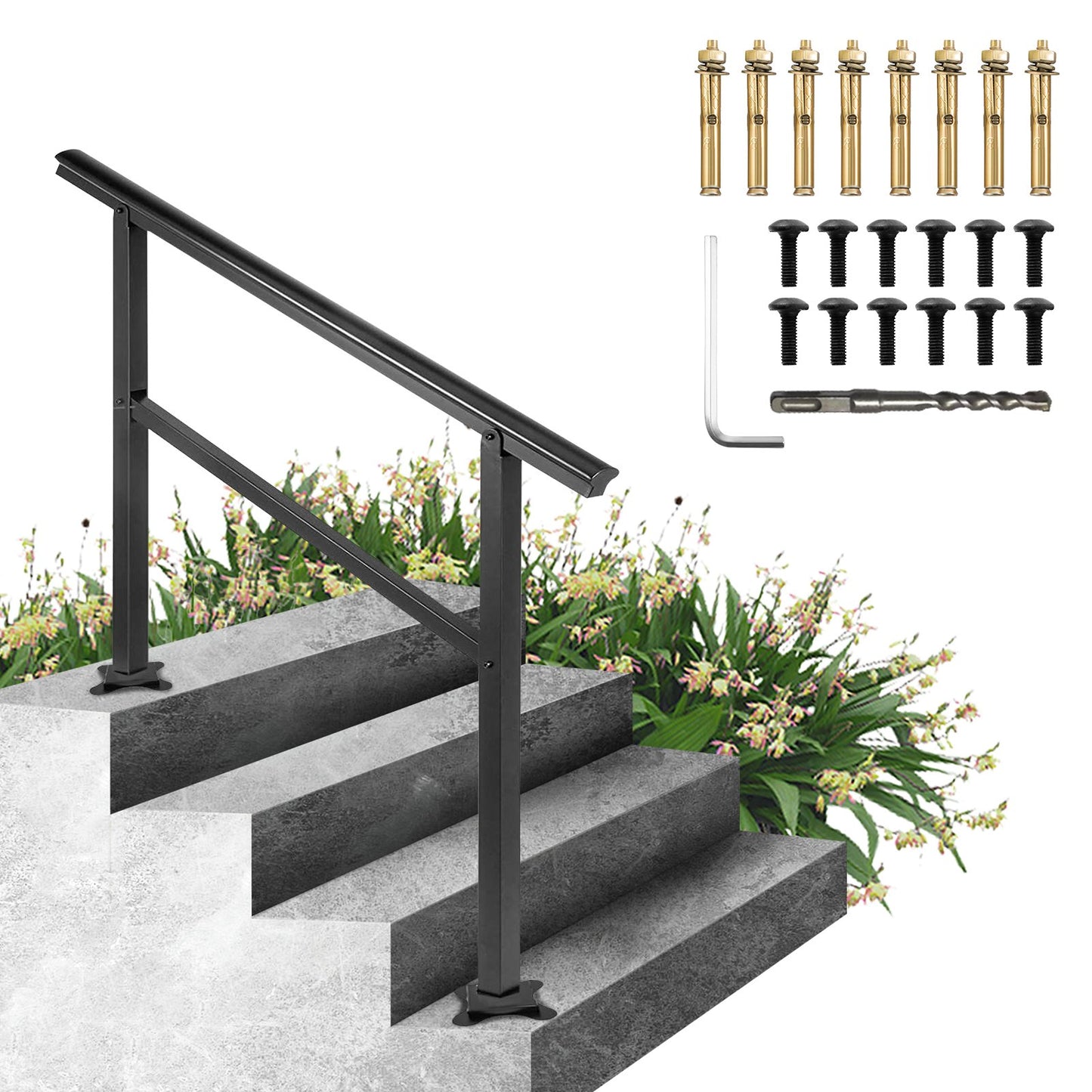 Pasamanos de escalera, barandilla escalera de aluminio 121/91cm