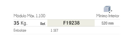 Guia telescópica para mesa dobrável oculta com frente F19238