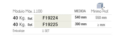 Guias telescópicas para mesa dobrável oculta