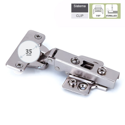 Bisagras para puertas de cocina de madera de cazoleta 35 mm rectas para muebles armarios cocinas baños hogar apertura 110º bases regulables