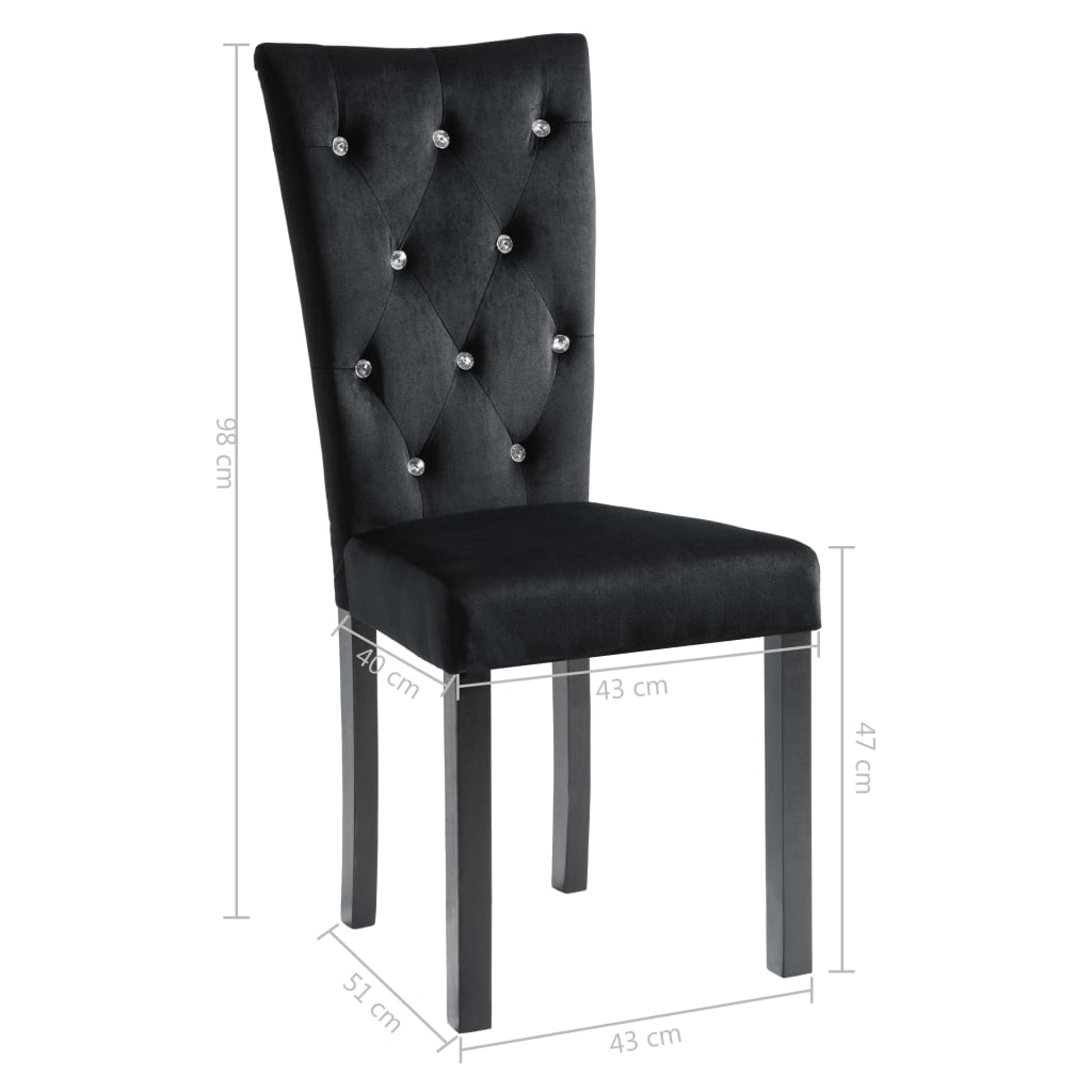 Dining chair 6 units black velvet