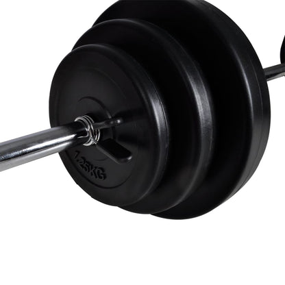 Training bench with barbell and dumbbell set 30.5 kg