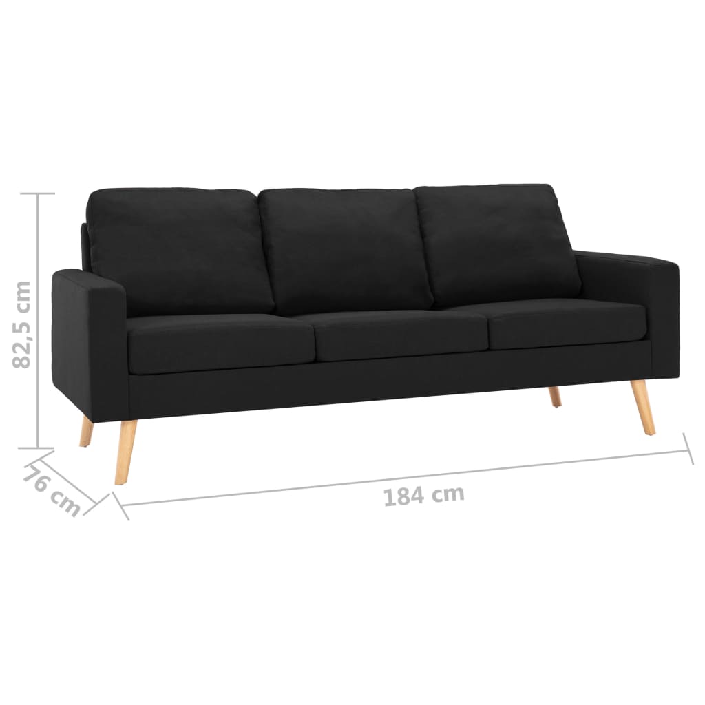 2-piece sofa set in black fabric