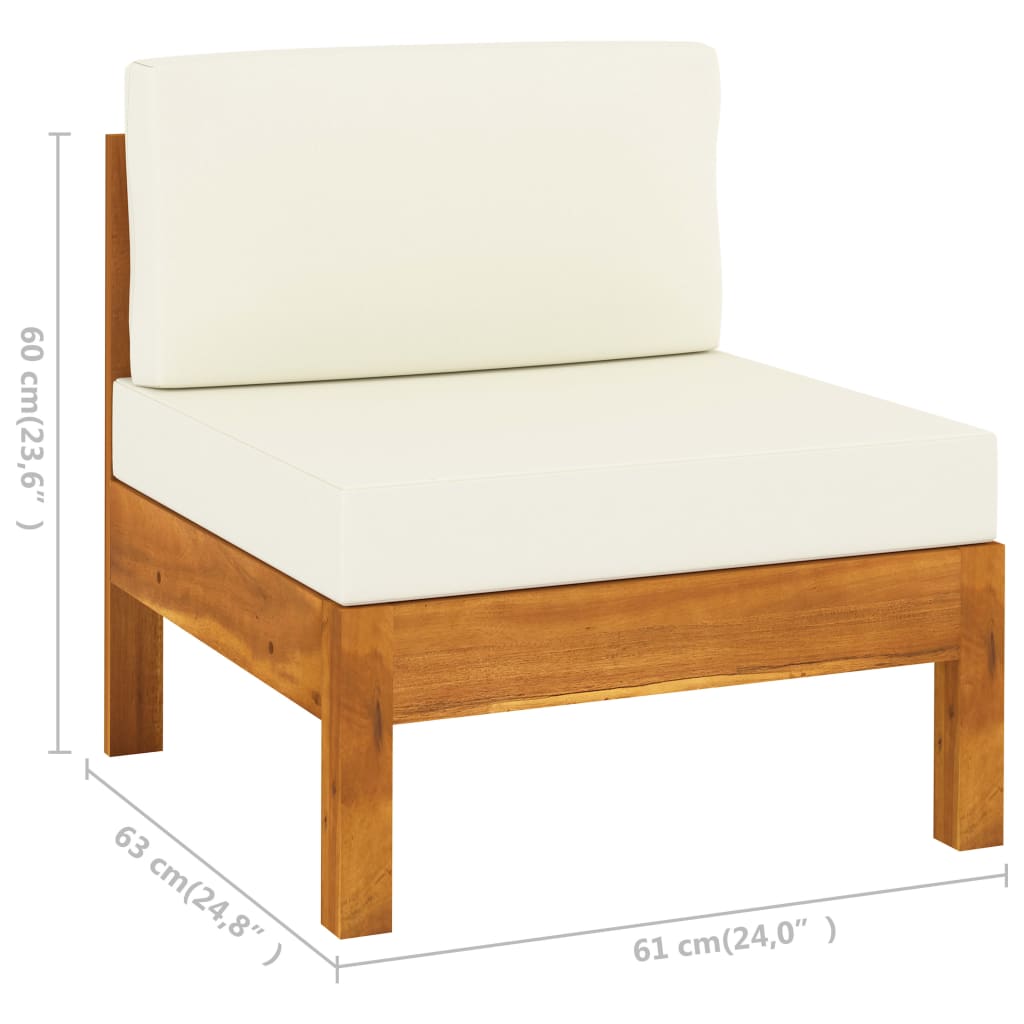 Muebles de jardín 10 pzas cojines crema madera de acacia