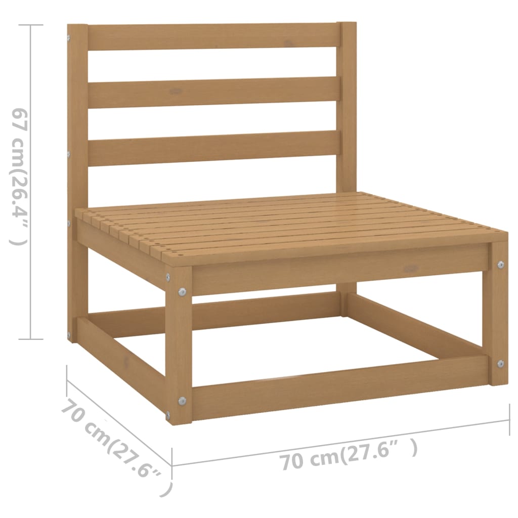 Set de muebles de jardín 13 pzs cojines madera pino marrón miel