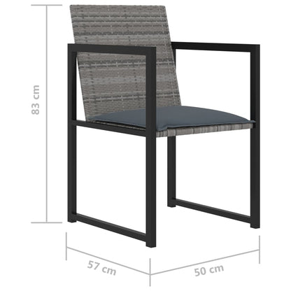 Set de comedor de jardín 9 pzas y cojines ratán sintético gris