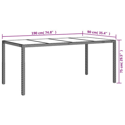 Set comedor para jardín 9 pzas y cojines ratán sintético marrón