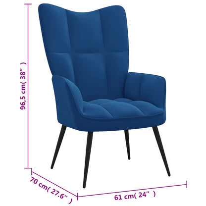 Sillón relajante con reposapiés terciopelo azul