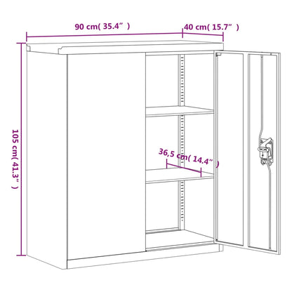 Light grey steel filing cabinet 90x40x105 cm