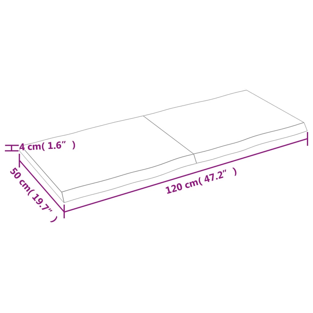 Tablero de mesa madera maciza borde natural 120x50x(2-4) cm