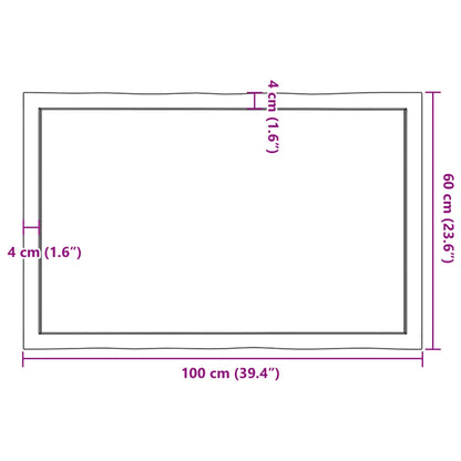 Tablero mesa madera tratada borde vivo marrón 100x60x(2-6) cm