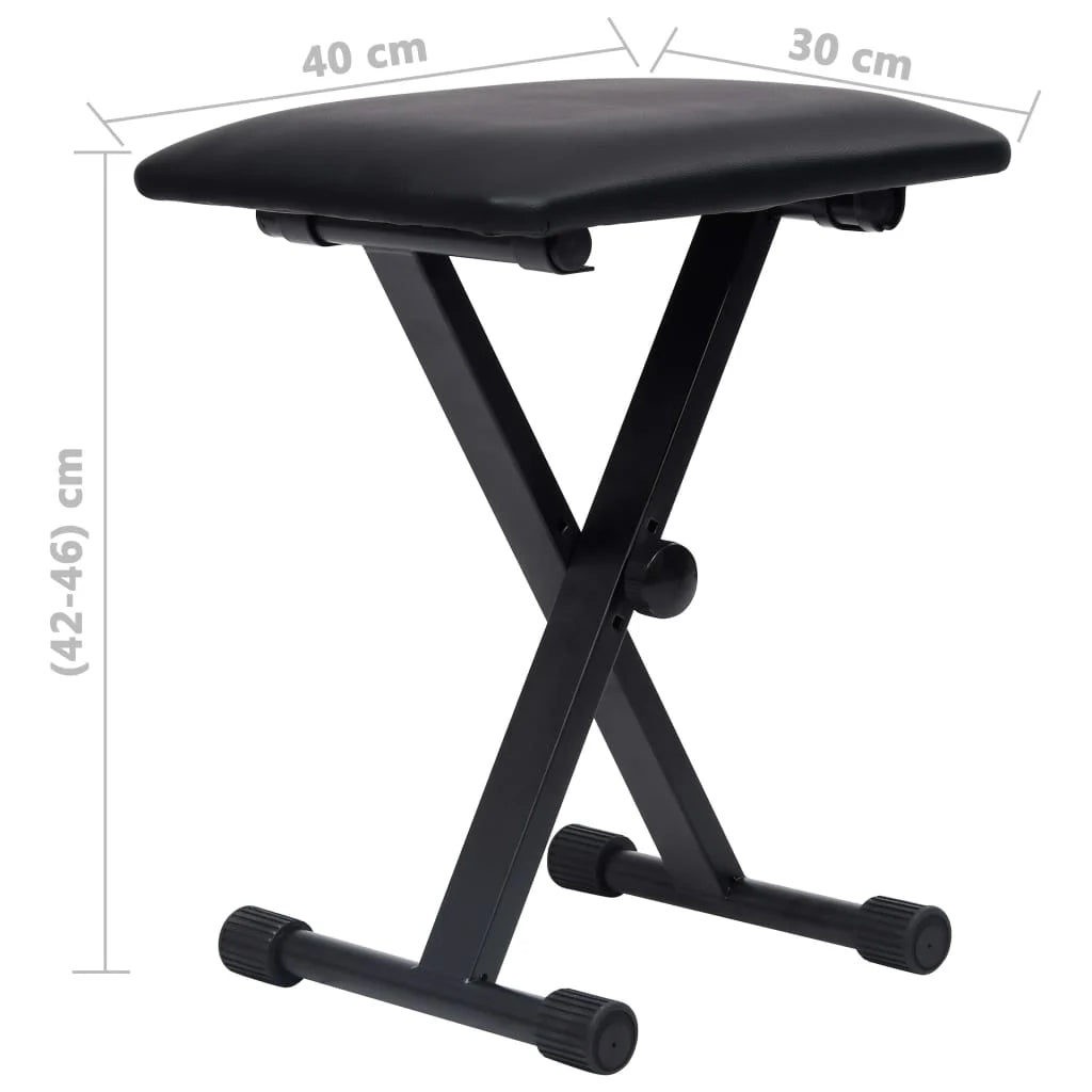 Set de soporte para teclado con doble refuerzo y taburete negro