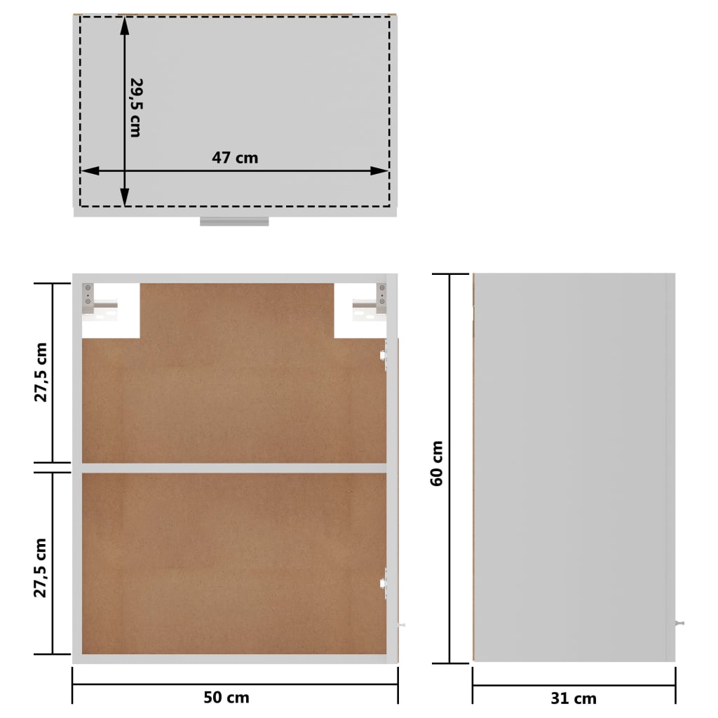 Engineered wood hanging cabinet 50x31x60 cm 