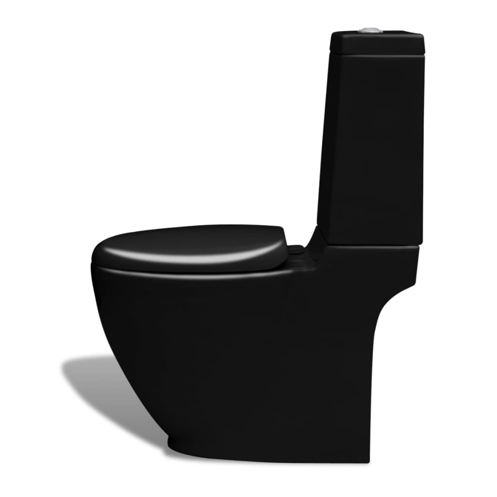 Black ceramic toilet and bidet