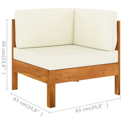 Muebles de jardín 6 pzas cojines blanco crema madera de acacia