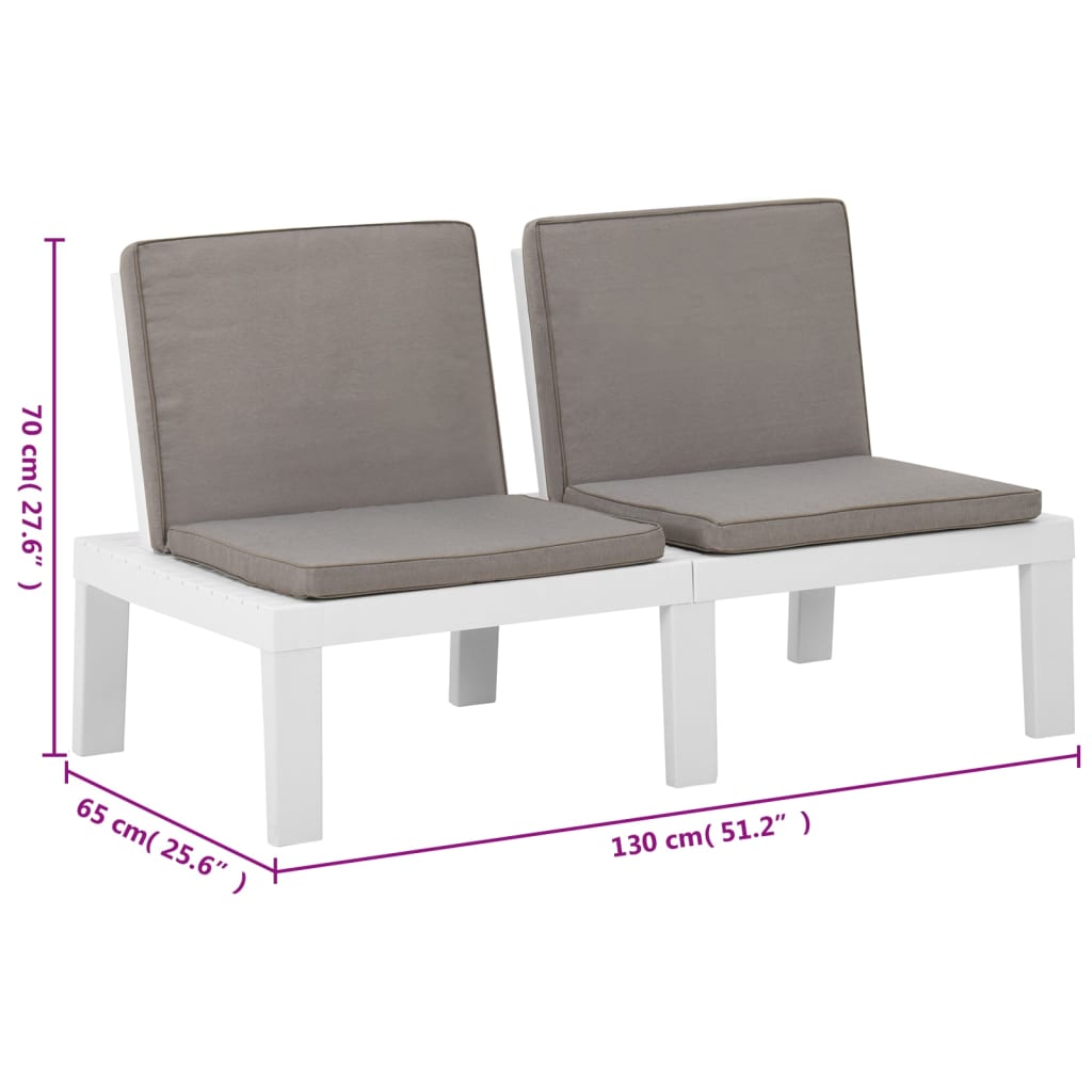 Set de muebles de jardín 6 piezas con cojines plástico blanco