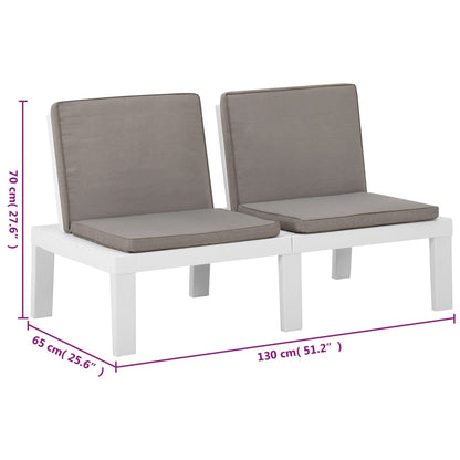 Set de muebles de jardín 6 piezas con cojines plástico blanco