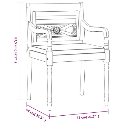 5-piece garden dining set with white teak wood cushions