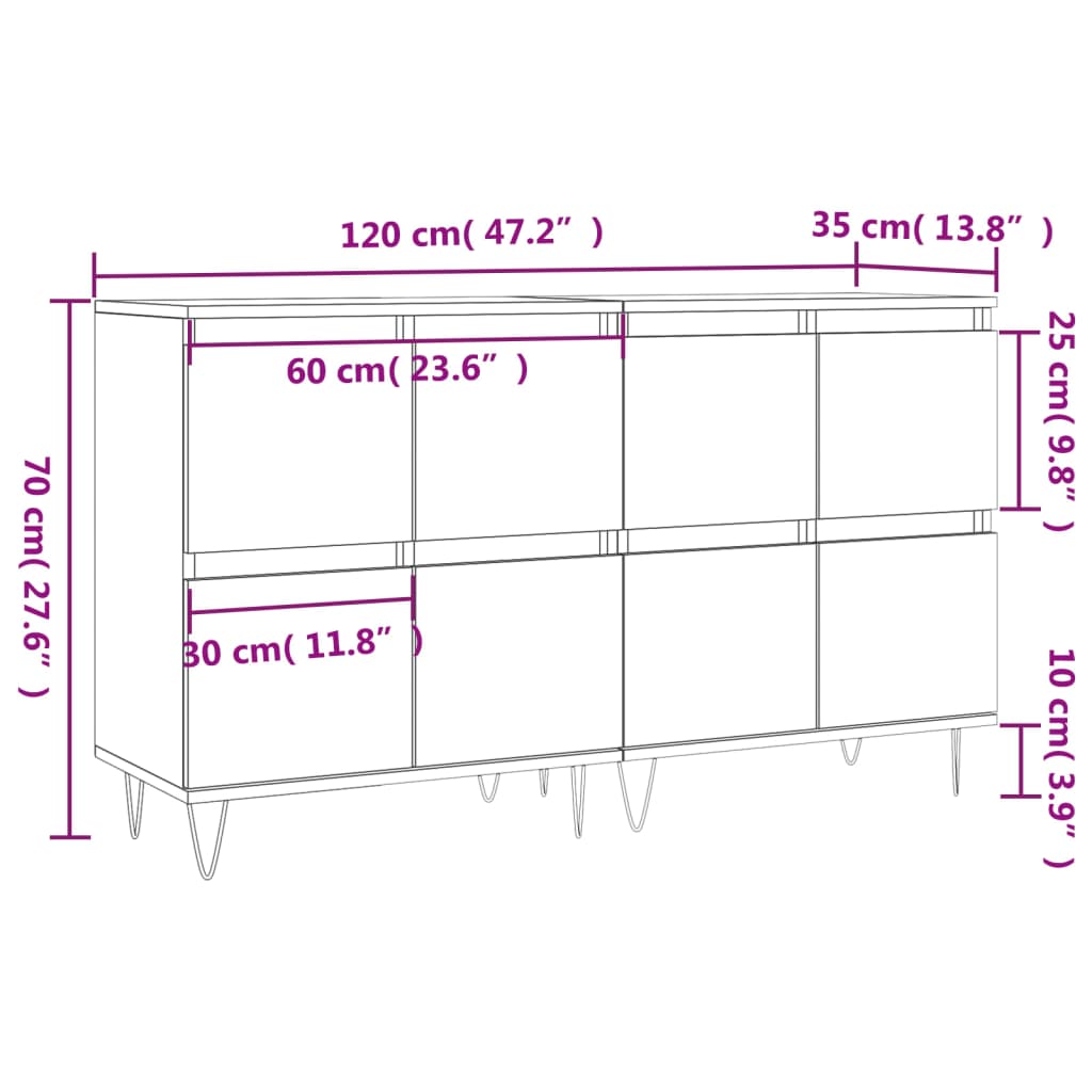 Sideboards 2 pcs white gloss plywood