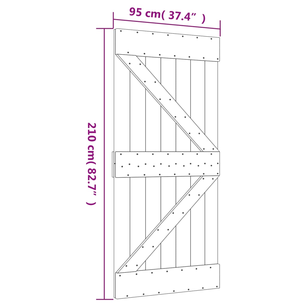 Puerta corredera con herrajes madera maciza de pino varias medidas