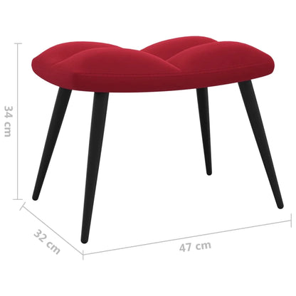 Silla de relajación con reposapiés terciopelo rojo tinto