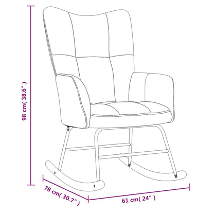 Silla mecedora con reposapiés terciopelo marrón