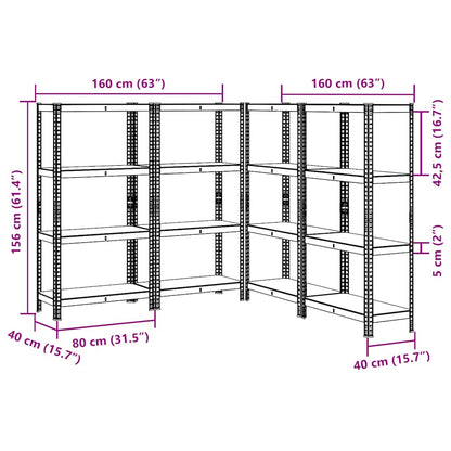 vidaXL Estanterías de 4/5 baldas 4 uds madera contrachapada y acero azul