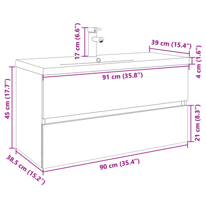 Mueble con lavabo madera de ingeniería roble