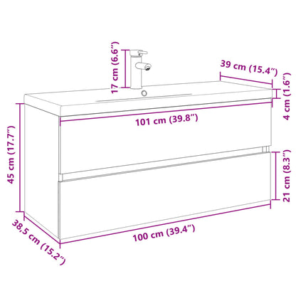 Mueble con lavabo madera de ingeniería roble