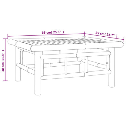 Set de muebles de jardín 3 piezas bambú y cojines blanco crema