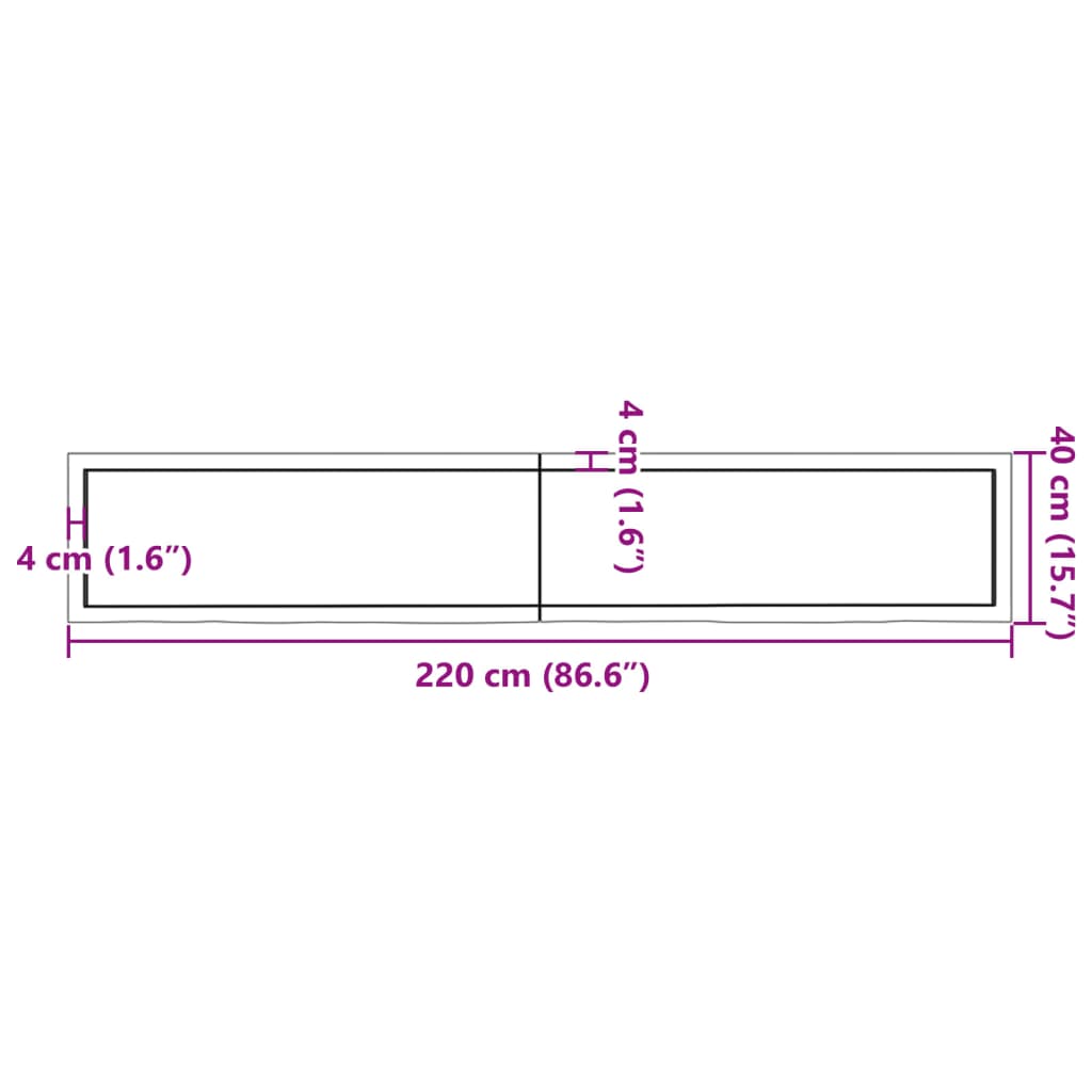 Estante pared madera roble tratada marrón claro 220x40x(2-6) cm