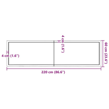 Estante pared madera roble tratada marrón oscuro 220x60x(2-6)cm