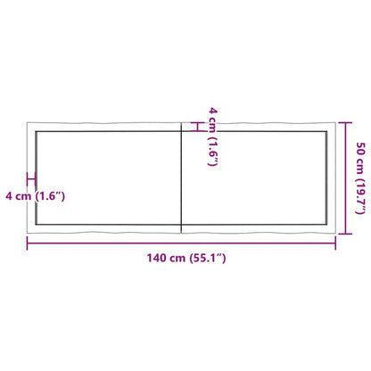 Tablero de mesa madera maciza borde natural 140x50x(2-6) cm