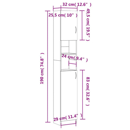 Bathroom cabinet plywood 32x25.5x190 cm