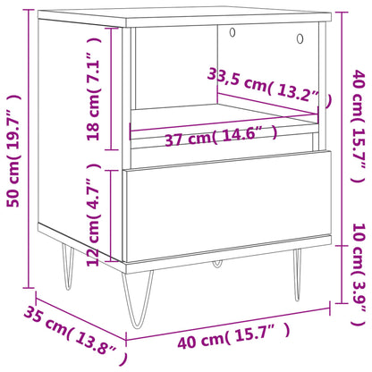 Bedside table white plywood 40x35x50 cm