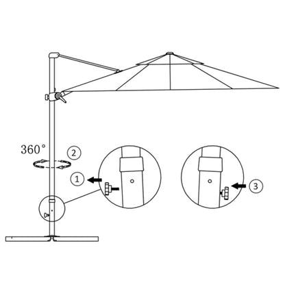 Garden umbrella with portable base in various finishes