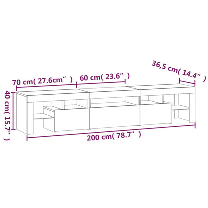 vidaXL TV Cabinet with LED Lights 200x36.5x40 cm 