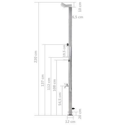 Stainless steel garden shower 220 cm 