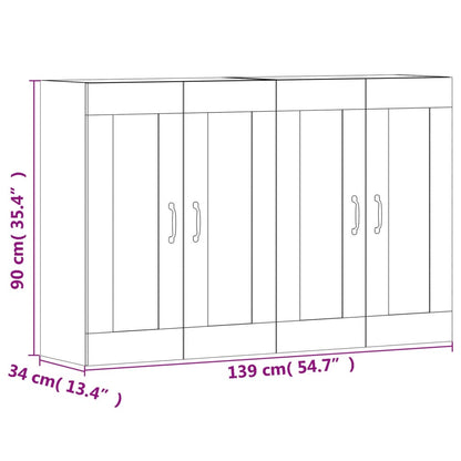 Wall cabinets 2 pcs engineered wood oak brown