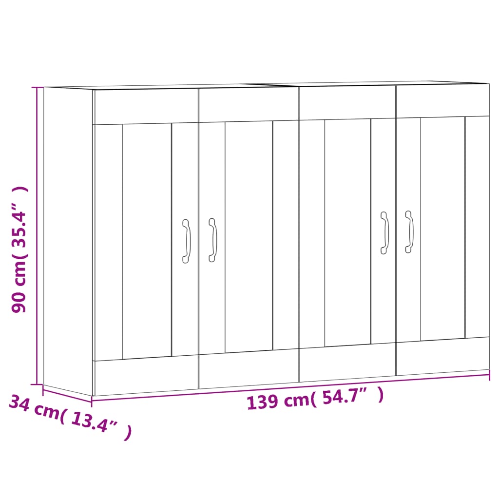 Wall cabinets 2 pcs smoked oak engineered wood