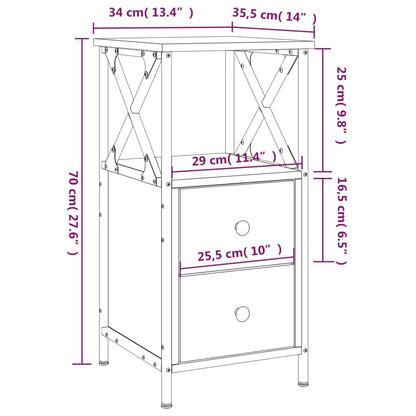 Bedside tables 2 pcs engineered wood black 34x35.5x70 cm