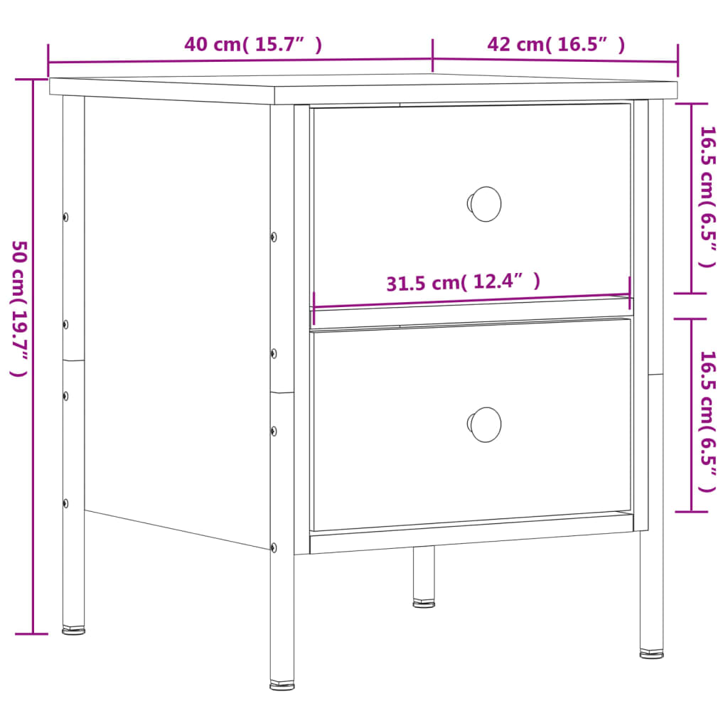 Bedside tables 2 pcs engineered wood black 40x42x50 cm